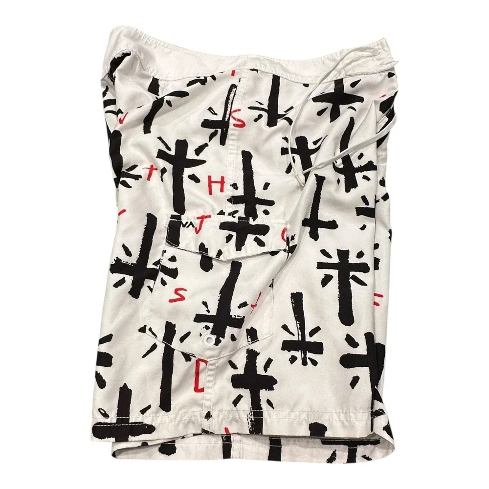 RVCA Board Shorts Mens Size 30 White‎ Cross Artist Program Network by PM Tenore